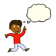 cartoon boy panicking with thought bubble N12