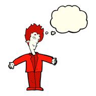 cartoon happy vampire with thought bubble N21