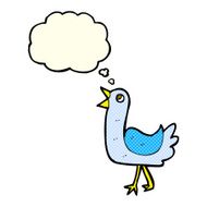 cartoon bird with thought bubble N144