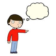 cartoon man pointing with thought bubble N94