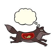 cartoon wolf with mouse in belly thought bubble N2