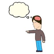 cartoon clever man pointing with thought bubble N6