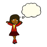 cartoon unhappy girl with thought bubble N11