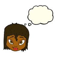 cartoon female face with thought bubble N73