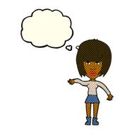 cartoon woman waving away with thought bubble N6