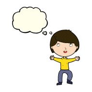 cartoon happy boy with thought bubble N119