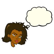 cartoon female face with thought bubble N74