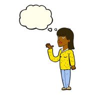 cartoon woman explaining with thought bubble N28
