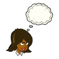 Cartoon Annoyed Woman With Thought Bubble N97