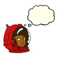 cartoon female astronaut with thought bubble N15