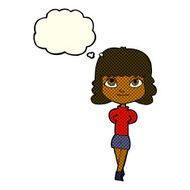 cartoon happy girl with thought bubble N50