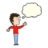 cartoon dismissive man with thought bubble N6