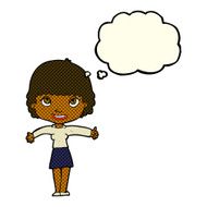 cartoon happy girl with thought bubble N51