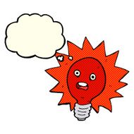 cartoon red lightbulb with thought bubble N3