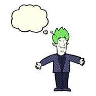 cartoon happy vampire with thought bubble N23