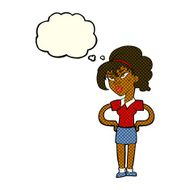 cartoon woman with hands on hips thought bubble N119