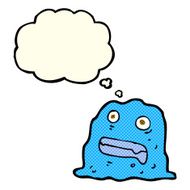 cartoon slime creature with thought bubble N4