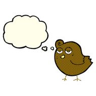 cartoon bird with thought bubble N147