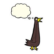 funny cartoon bird with thought bubble N68