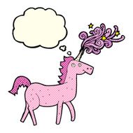 cartoon magical unicorn with thought bubble N2