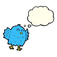 cartoon bird with thought bubble N150