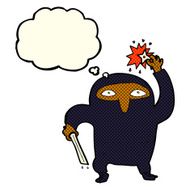 cartoon ninja with thought bubble N6