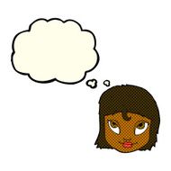 cartoon woman smiling with thought bubble N5