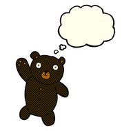 cartoon cute black teddy bear with thought bubble N3