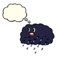 cartoon rain cloud with thought bubble N9