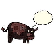 cartoon cow with thought bubble N20