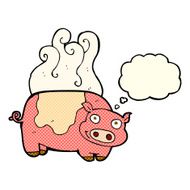 cartoon pig with thought bubble N10