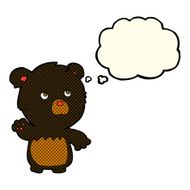 cartoon black teddy bear with thought bubble N3