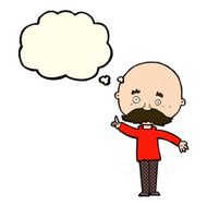 cartoon bald man with idea thought bubble N12