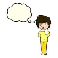 cartoon friendly man with thought bubble N12