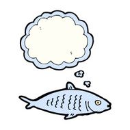 cartoon fish with thought bubble N46