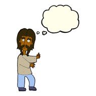 cartoon mustache man with thought bubble N5