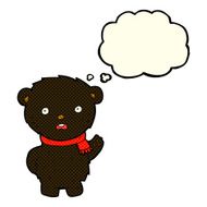cartoon black bear wearing scarf with thought bubble N6