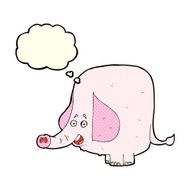 cartoon pink elephant with thought bubble N2