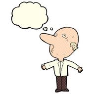cartoon confused middle aged man with thought bubble N6