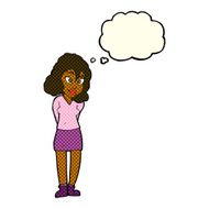 cartoon confused woman with thought bubble N48