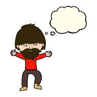 cartoon happy man with beard thought bubble N22