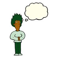 cartoon vampire man with thought bubble N63