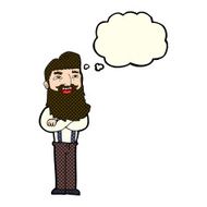 cartoon happy man with beard thought bubble N23
