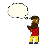 cartoon excited bearded man with thought bubble N5
