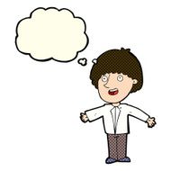 cartoon happy man with thought bubble N247
