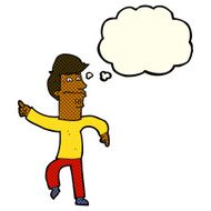 cartoon worried man pointing with thought bubble N15