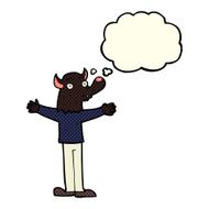 cartoon friendly werewolf with thought bubble N4