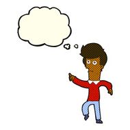 cartoon man pointing with thought bubble N96