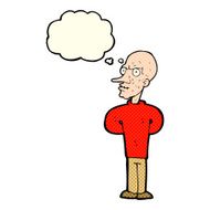 cartoon evil bald man with thought bubble N6