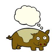 cartoon pig with thought bubble N11